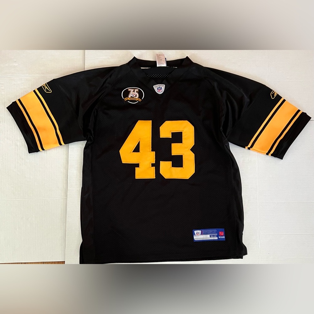 Pittsburgh Steelers 75th Anniversary Troy Polamalu Authentic Jersey Reebok 52